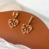 Starburst and moon Heart Shape Huggie Hoop Earrings - star and moon earrings - gold heart huggie hoops